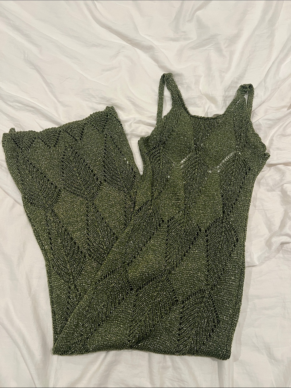 Women’s Olive Green Crochet Dress - Beach Cover Up